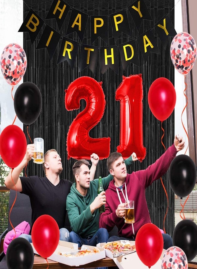 Serencatcher Finally Legal 21st Birthday Decorations Red For Men Teens Adults 21st Birthday Party Supplies Finally Legal Birthday Balloon Banner Fringe Curtain Number 21 Balloons Decors - Image 4
